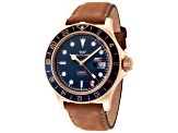 Glycine Men's Combat Sub Sport 42 Bronze 42mm Automatic Blue Dial Brown Leather Strap Watch