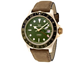 Glycine Men's Combat Sub Sport 42 Bronze 42mm Automatic Green Dial Brown Leather Strap Watch