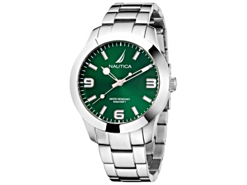 Picture of Nautica Pacific Beach Men's 43mm Quartz Stainless Steel Watch, Green Dial