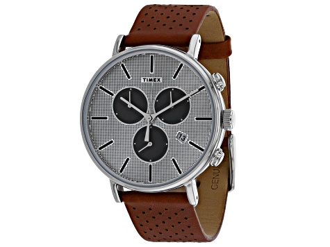 Timex Men's Fairfield Supernova Brown Leather Strap Watch