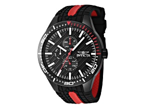 Invicta Invicta Racing 46mm Black with Red Stripe Silicone Quartz Watch