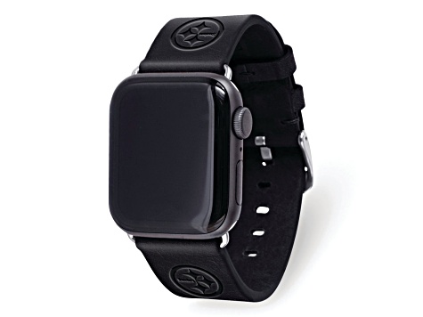 Gametime Pittsburgh Steelers Leather Band fits Apple Watch (42/44mm S/M Black). Watch not included.