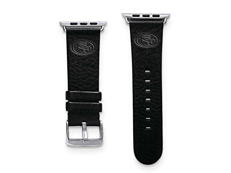 Gametime San Francisco 49ers Leather Band fits Apple Watch (42/44mm S/M Black). Watch not included.