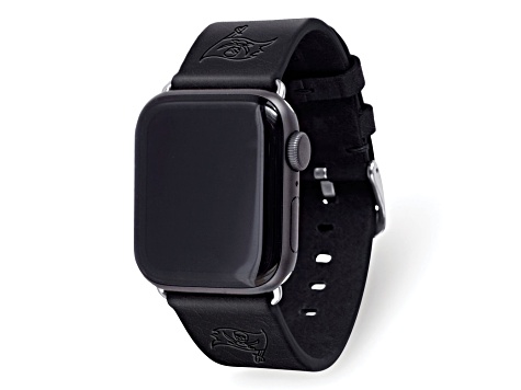 Gametime Tampa Bay Buccaneers Leather Band fits Apple Watch (42/44mm S/M Black). Watch not included.