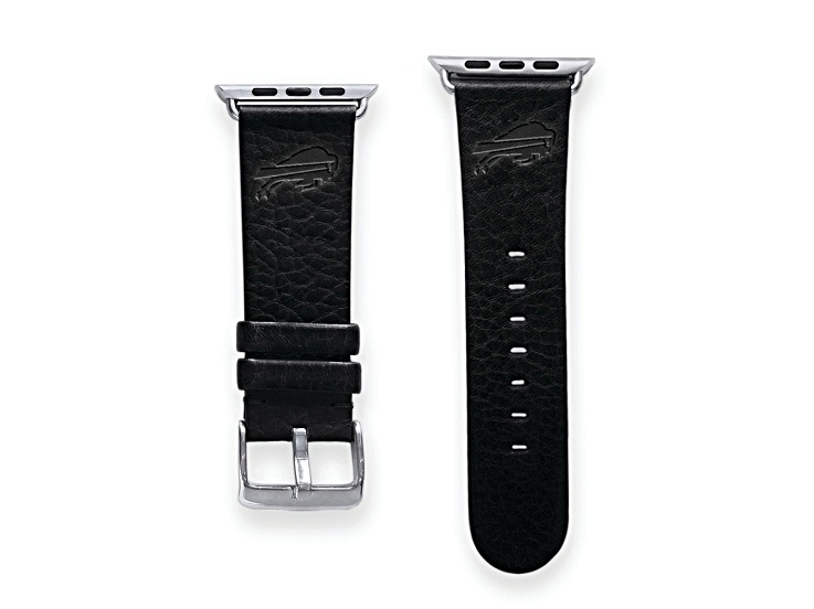 Gametime Buffalo Bills Leather Band fits Apple Watch (42/44mm S/M Black). Watch not included.