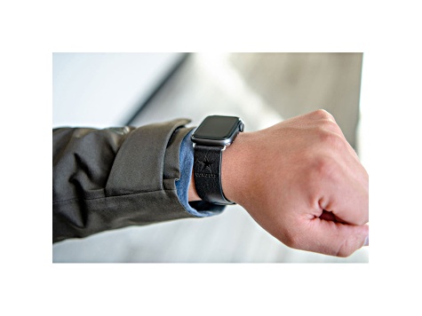 Gametime Dallas Cowboys Leather Band fits Apple Watch (42/44mm S/M Black). Watch not included.