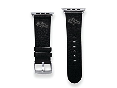 Gametime Denver Broncos Leather Band fits Apple Watch (42/44mm S/M Black). Watch not included.