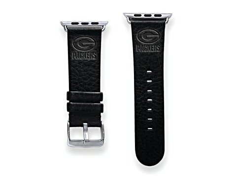 Gametime Green Bay Packers Leather Band fits Apple Watch (42/44mm S/M Black). Watch not included.