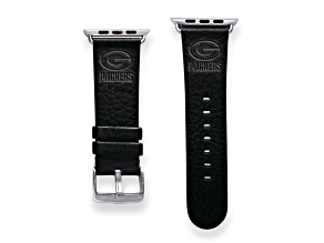 Gametime Green Bay Packers Leather Band fits Apple Watch (42/44mm S/M Black). Watch not included.