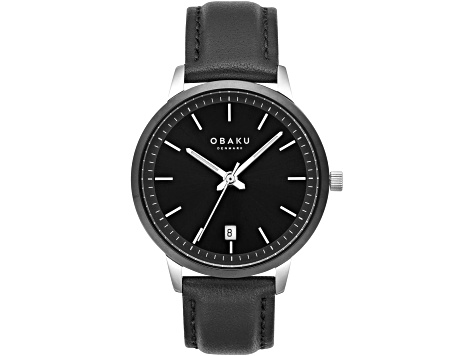 Obaku Men's Salvie Black Leather Strap Watch