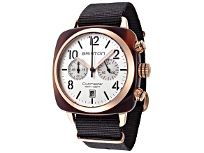Briston Men's Clubmaster 40mm Quartz Chronograph Gray Dial Black Strap Watch