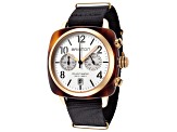 Briston Men's Clubmaster 40mm Quartz Chronograph White Dial Black Nylon Strap Watch