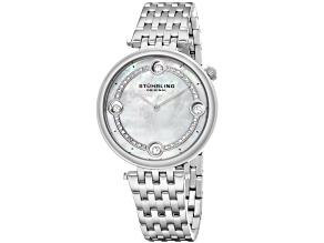 Stuhrling Women's Symphony Mother of pearl Dial, Yellow Stainless Steel Watch
