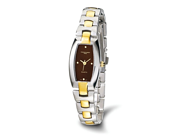 Ladies Charles Hubert IP-plated Stainless Steel Brown Dial 19x31mm Watch