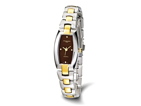 Ladies Charles Hubert IP-plated Stainless Steel Brown Dial 19x31mm Watch