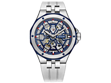 Picture of Edox Men Delfin The Original 43mm Automatic Watch with Silver Tone Rubber Strap