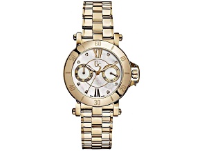 Guess Women's Classic Mother-Of-Pearl Dial Yellow Stainless Steel Watch