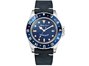 Mathey Tissot Men's Vintage Blue Dial, Blue Leather Strap Watch