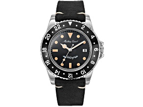 Mathey Tissot Men's Vintage Black Dial, Black Leather Strap Watch