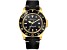 Mathey Tissot Men's Vintage Black Dial, Yellow Accents, Black Leather Strap Watch