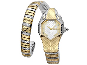Just Cavalli Women's Snake White Dial, Two-tone Yellow Stainless Steel Watch