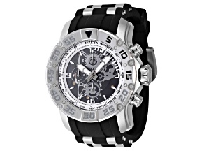 Invicta Invicta Racing 48mm Quartz Black Silicone Strap Watch, White Bezel