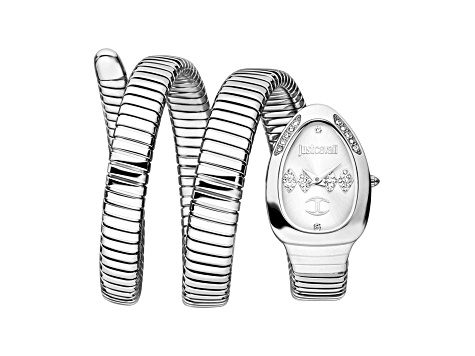Just Cavalli Women's Vezzoso White Dial Stainless Steel Snake Watch