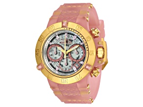 Invicta Subaqua 42mm Yellow Bezel Pink Silicone Strap Quartz Watch