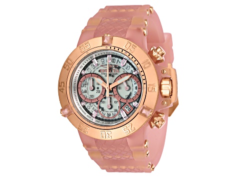 Invicta Subaqua 42mm Rose Bezel Pink Silicone Strap Quartz Watch