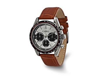 Picture of Men's Stainless Steel Brown Leather Chronograph Watch