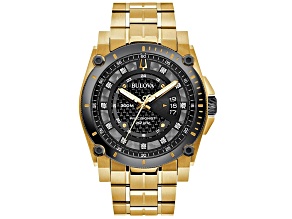 Bulova Men's Precisionist Gray Dial, Yellow Stainless Steel Watch