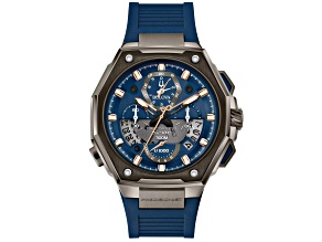 Bulova Men's Precisionist X Blue Dial, Blue Rubber Strap Watch