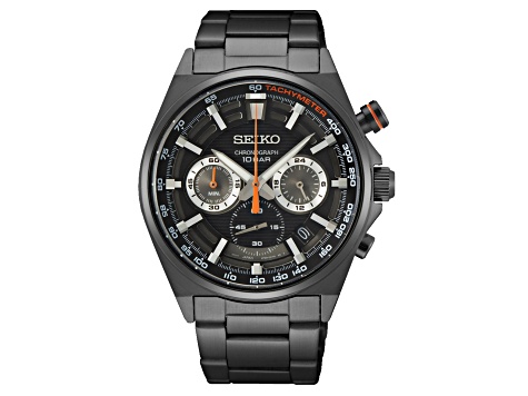 Seiko Men's Core Chronograph Black Dial Black Stainless Steel Watch