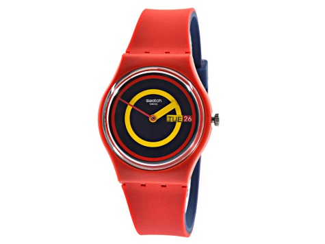 Swatch Men's The January Concentric Red Rubber Strap Watch