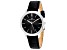 Christian Van Sant Women's Octave Slim Black Dial, White Bezel, Black Leather Strap Watch