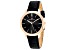 Christian Van Sant Women's Octave Slim Black Dial, Rose Bezel, Black Leather Strap Watch