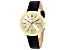 Christian Van Sant Women's Octave Slim Yellow Dial, Yellow Bezel, Black Leather Strap Watch