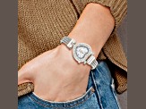 Charles Hubert Stainless Steel Wire Bangle White MOP Heart Dial Watch