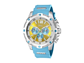 Invicta I-Force 50mm Gold Orange Blue Dial Silicone Stainless Steel Band Quartz Watch