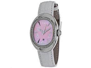 Locman Women's Nuovo Pink Mother-Of-Pearl Dial White Leather Strap Watch