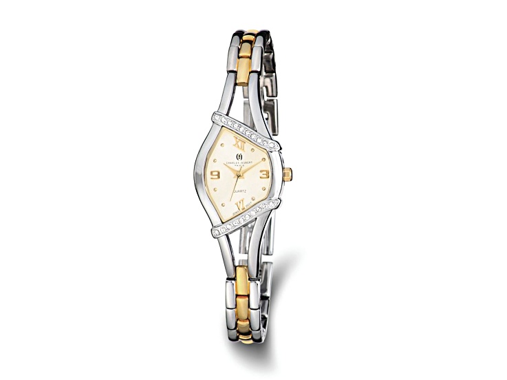 Ladies Charles Hubert Gold-finish Two-tone Crystal Bezel 20mm Watch