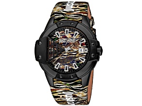 Just Cavalli Women's Scudo Multi-color Dial, Multicolor Leather Strap Watch