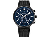 Obaku Men's Classic Blue Dial Black Stainless Steel Mesh Band Watch