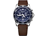 Victorinox Men's INOX Blue Dial, Brown Leather Strap Watch