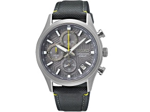 Seiko Men's Chronograph Quartz Gray Dial Gray Leather Strap Watch