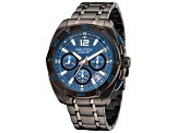 Nautica Tin Can Bay Men's 44mm Quartz Gunmetal Stainless Steel Watch, Blue Dial