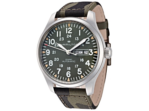 Hamilton Men's Khaki Field 42mm Automatic Green Dial Green Fabric Strap Watch