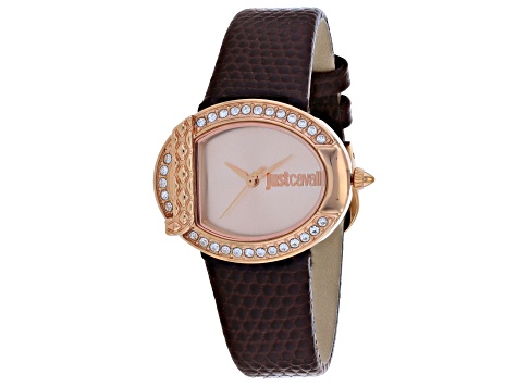 Just Cavalli Women's C Rose Dial, Brown Leather Strap Watch
