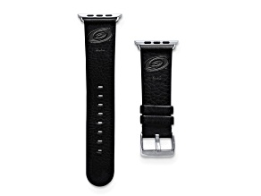 Gametime NHL Carolina Hurricanes Black Leather Apple Watch Band (38/40mm M/L). Watch not included.