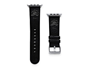 Gametime NHL Colorado Avalanche Black Leather Apple Watch Band (38/40mm M/L). Watch not included.